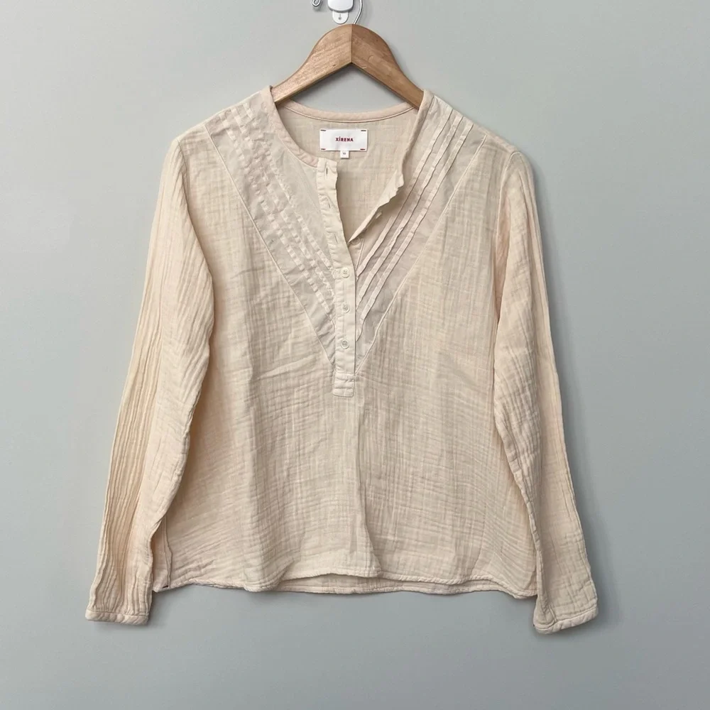 XIRENA | Lana Cotton Gauzy Popover Blouse Top Oat XS